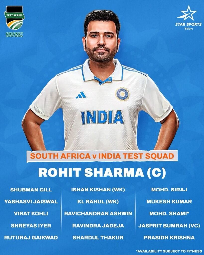 Indias Squad for the Test Image Credits Twitter