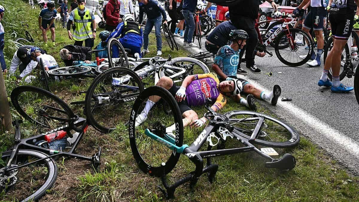 A massive crash at Tour de France