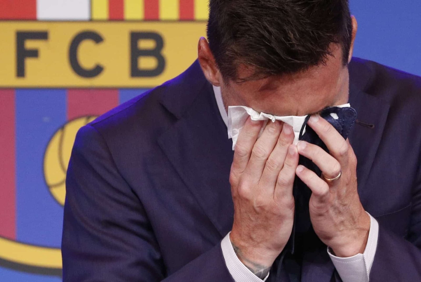 The tissue used by Messi in his farewell press conference from Barca is up for sale