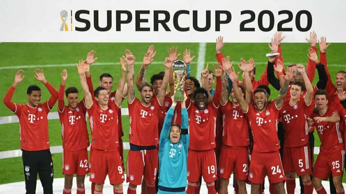 Bayern Munich gaining victory over Borussia Dortmund in the German Super Cup Final