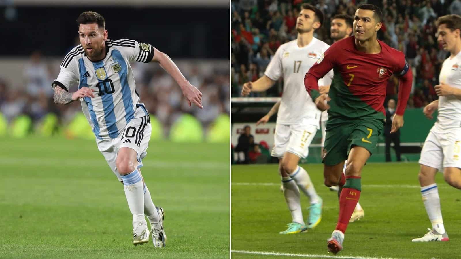 Who has scored the most goals against top-10 international teams in between Messi and Ronaldo?