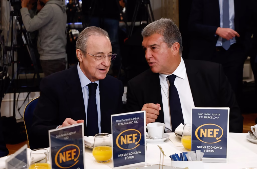 Joan Laporta Confirms Barcelona Will Abandon Super League and Return to UEFA 2 Florentino Perez and Joan Laporta